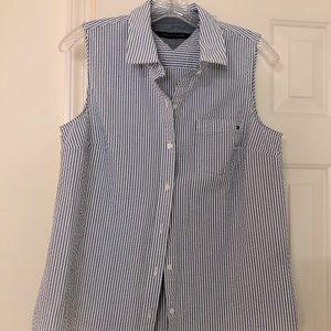 Seersucker sleeveless button up top